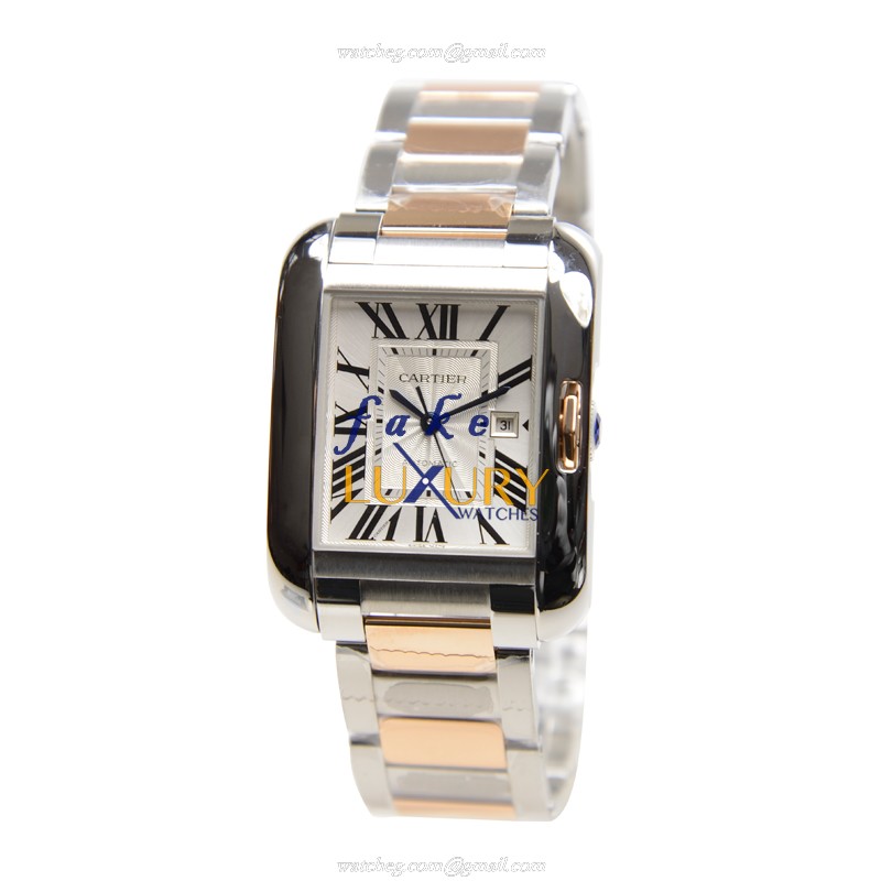 Cartier W5310007 TANK Automatic Stainless Steel Replica Watch, Silver Dial, 29.8mm Case - Image 2