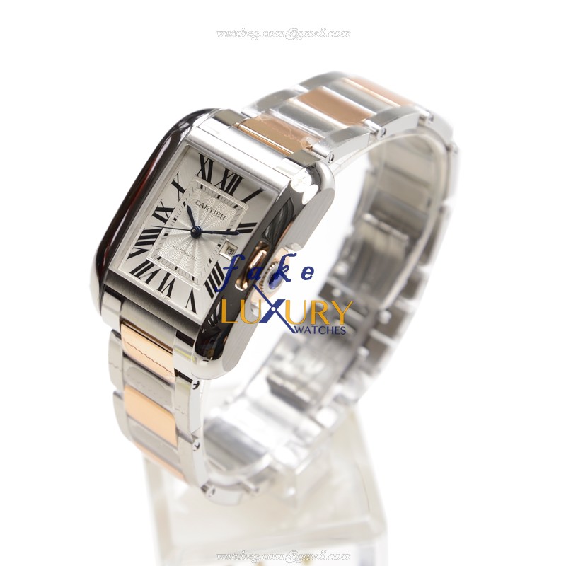 Cartier W5310007 TANK Automatic Stainless Steel Replica Watch, Silver Dial, 29.8mm Case - Image 3