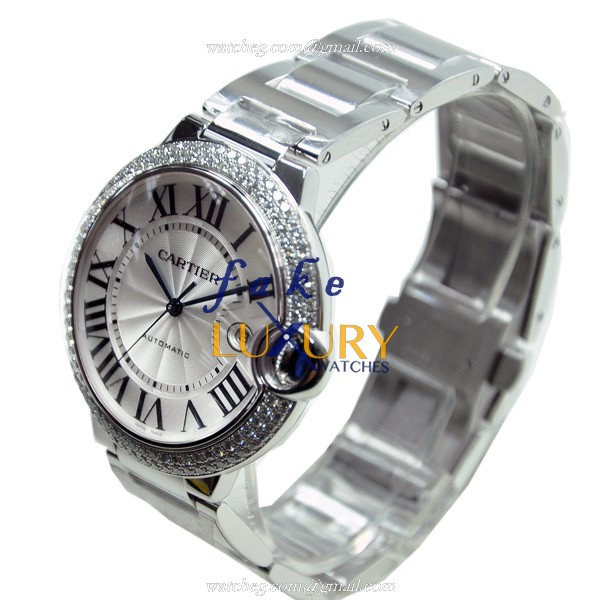 Cartier WE9009Z3 Ballon Bleu Auto 42mm 18kt White Gold Diamond Bezel Replica Watch - Image 2