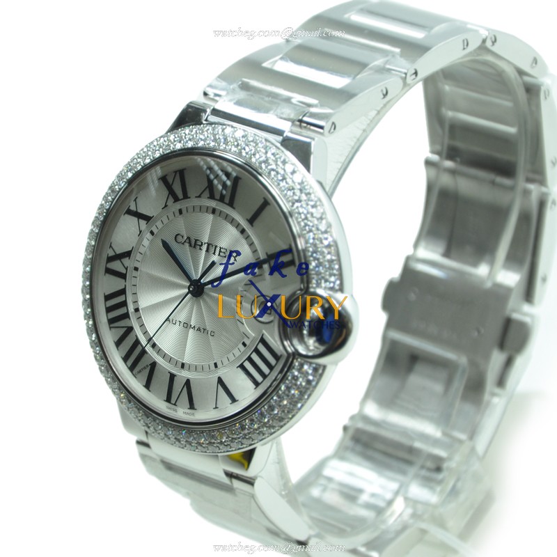 Cartier WE9009Z3 Ballon Bleu Auto 42mm 18kt White Gold Diamond Bezel Replica Watch - Image 4