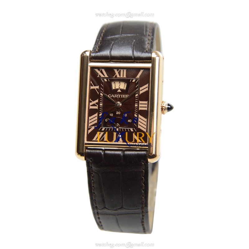 Cartier W1560002 Replica TANK Manual Wind 18kt Rose Gold Watch Brown Dial - Image 2