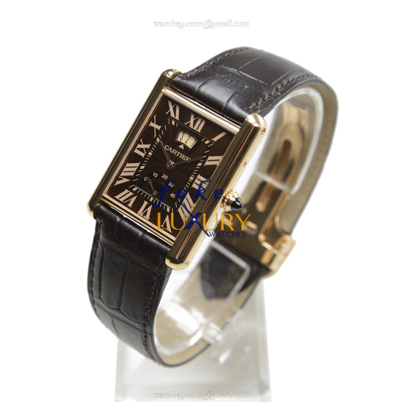 Cartier W1560002 Replica TANK Manual Wind 18kt Rose Gold Watch Brown Dial - Image 3