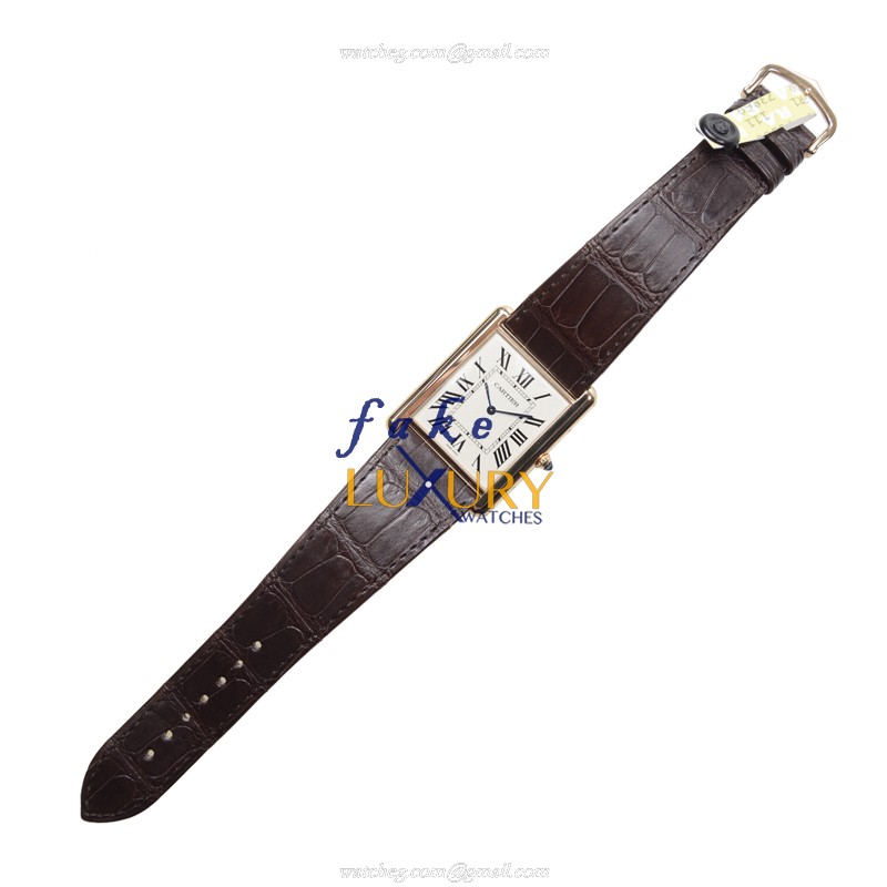 Cartier W1560017 Automatic 18kt Rose Gold Replica Watch with Alligator Brown Strap - Image 2