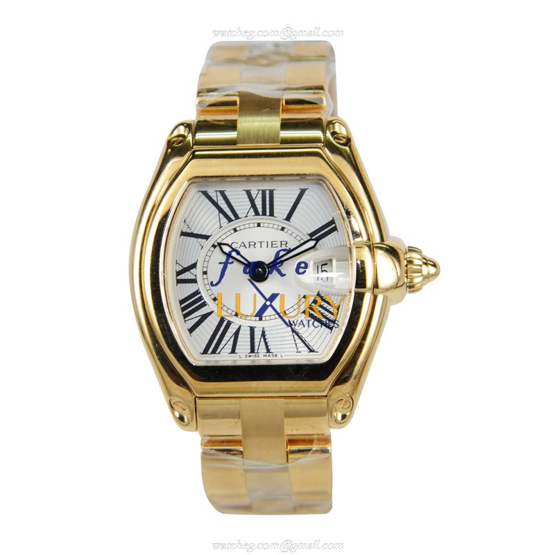 Cartier W62018V1 ROADSTER Automatic Silver Dial Gold Strap Stainless Steel Replica Watch - Image 2