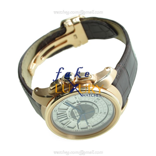 Cartier W7100004 Manual Wind 18kt Rose Gold Replica Watch, Swiss Movement, Gray Dial, Dark Brown - Image 4