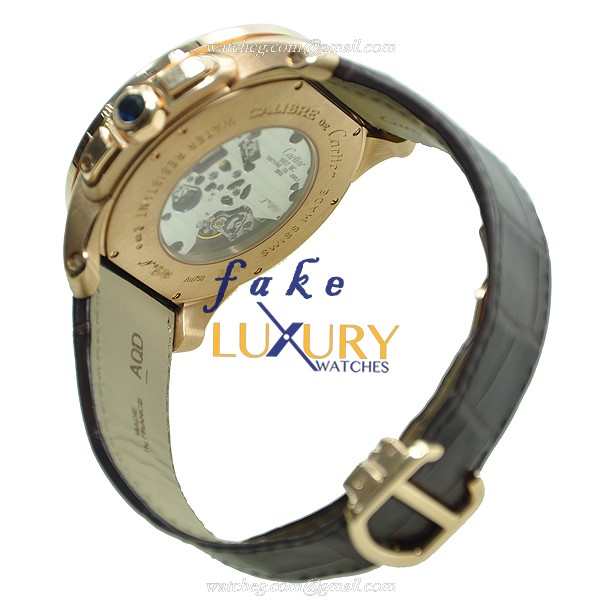 Cartier W7100004 Manual Wind 18kt Rose Gold Replica Watch, Swiss Movement, Gray Dial, Dark Brown - Image 5