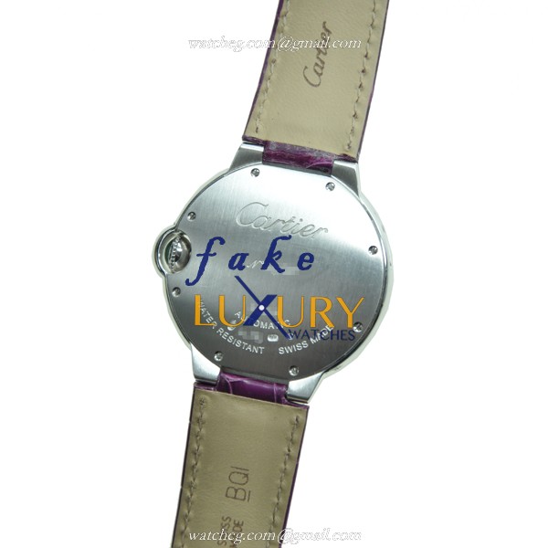 Cartier Ballon Bleu HPI00331 Automatic 18kt White Gold Diamond Purple Alligator Replica Watch - Image 3