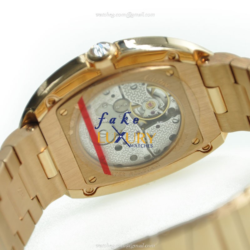 Cartier WB520003 Baignoire Replica Watch, Silver Dial, 18kt Rose Gold & Diamonds Case, Manual Wind - Image 3