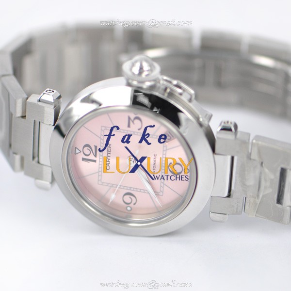 Cartier W31075M7 Pasha De Cartier Auto Stainless Steel Replica Watch, Pink Dial, Swiss Movement - Image 4