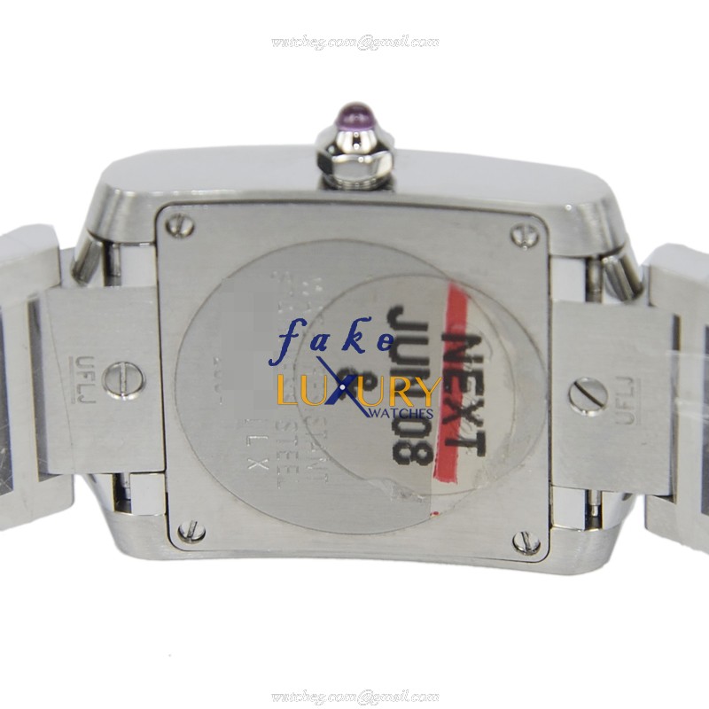 Cartier W51030Q3 TANK Quartz Stainless Steel Replica Watch, Pink Dial, Silver Strap - Image 4
