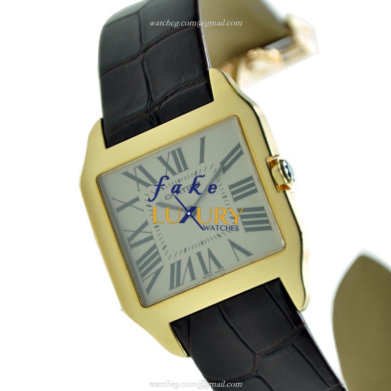 Cartier W2008751 Replica Watch, Automatic, 18kt Yellow Gold Case, Silver Dial, Brown Alligator Strap - Image 2