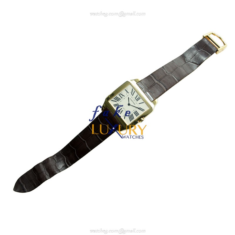 Cartier W2008751 Replica Watch, Automatic, 18kt Yellow Gold Case, Silver Dial, Brown Alligator Strap - Image 4