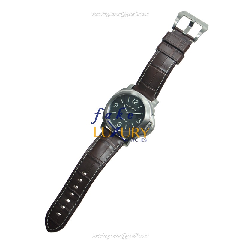 Panerai PAM00176 LUMINOR Manual Wind Titanium Replica Watch - Black Dial, Dark Brown Alligator Strap - Image 2