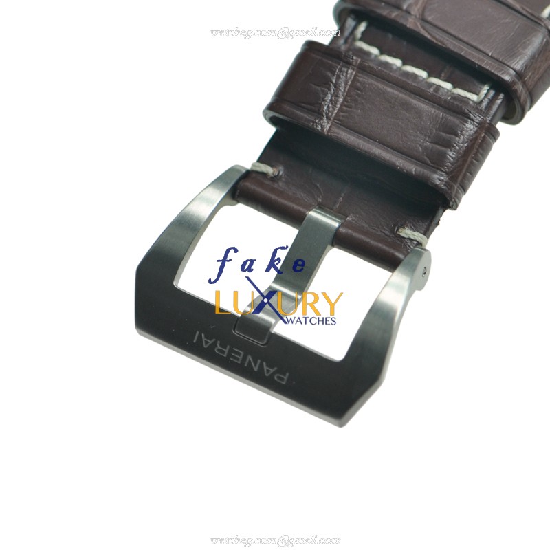 Panerai PAM00176 LUMINOR Manual Wind Titanium Replica Watch - Black Dial, Dark Brown Alligator Strap - Image 4
