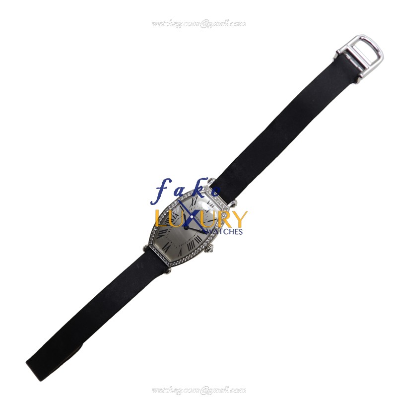 WE400131 - Cartier Tonneau Replica Watch Manual Wind 18kt White Gold Diamond Silver Dial - Image 2