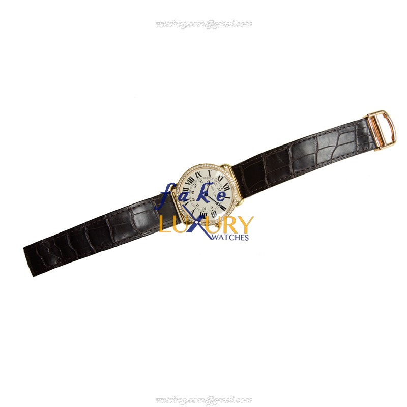Cartier WR000451 RONDE LOUIS CARTIER Manual Wind 18kt Rose Gold & Diamond Bezel Replica Watch - Image 2