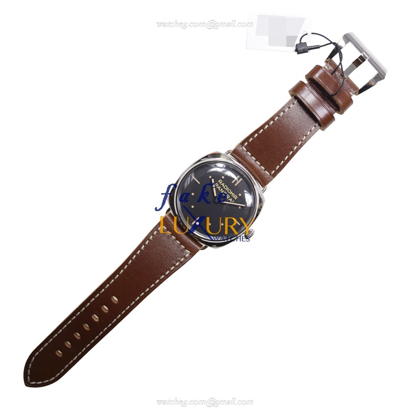 Panerai Radiomir PAM00449 Manual Wind Stainless Steel 47mm Black Dial Brown Cowhide Strap Replica - Image 2