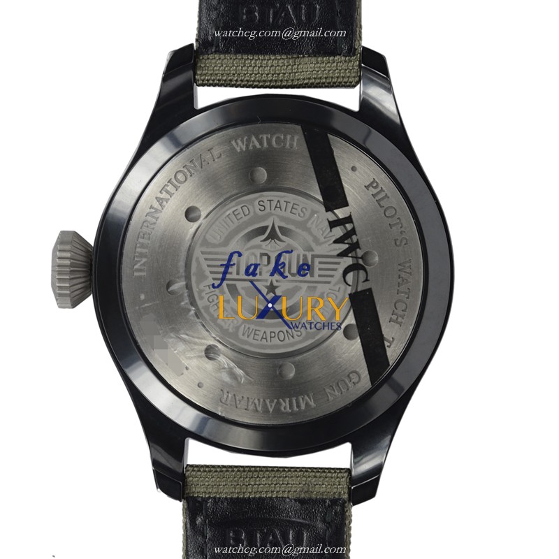 IWC IW501902 Pilot’s Watch Replica Automatic Titanium Dark Grey Dial Green Fabric Strap - Image 3