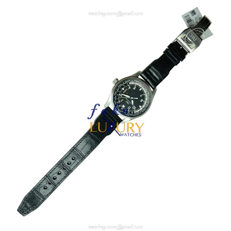 IWC IW326201 Pilots Replica Watch, Black Dial, Steel Case, Alligator Strap, Automatic - Image 2