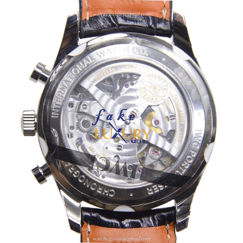 IWC IW390403 Portuguese Automatic Replica Watch, Silver Dial, Steel Case, Black Alligator Strap - Image 3