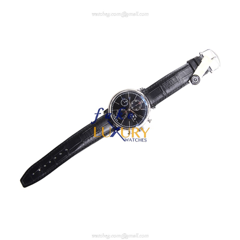IWC IW391008 Portofino Automatic Replica Watch, Black Dial, Steel Case, Alligator Strap - Image 2