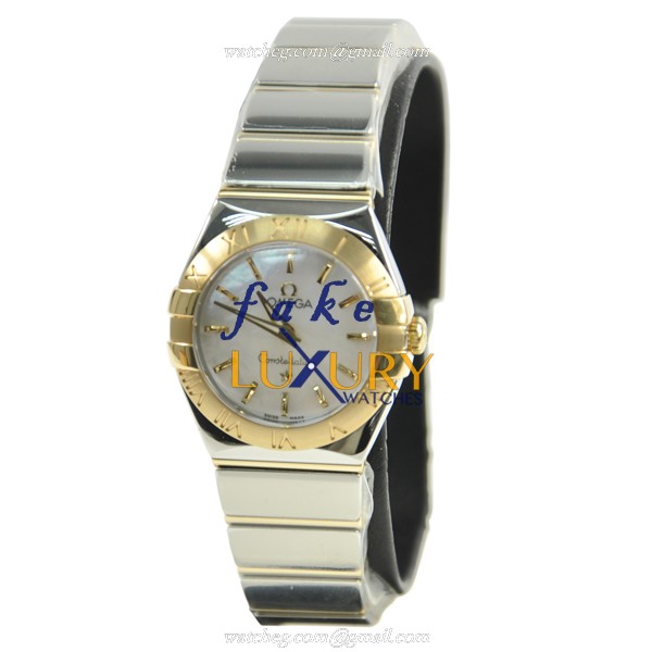 -123.20.24.60.05.004 - Omega Constellation Quartz 18kt Gold & Steel Replica Watch - White Dial - Image 2