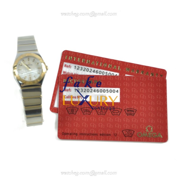-123.20.24.60.05.004 - Omega Constellation Quartz 18kt Gold & Steel Replica Watch - White Dial - Image 5