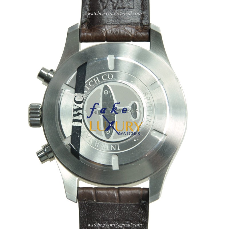 IWC IW387802 Pilot Replica Watch, Dark Grey Dial, Stainless Steel Case, Brown Alligator Strap - Image 3
