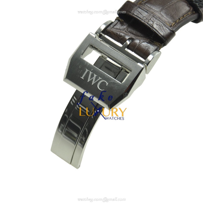 IWC IW387802 Pilot Replica Watch, Dark Grey Dial, Stainless Steel Case, Brown Alligator Strap - Image 4