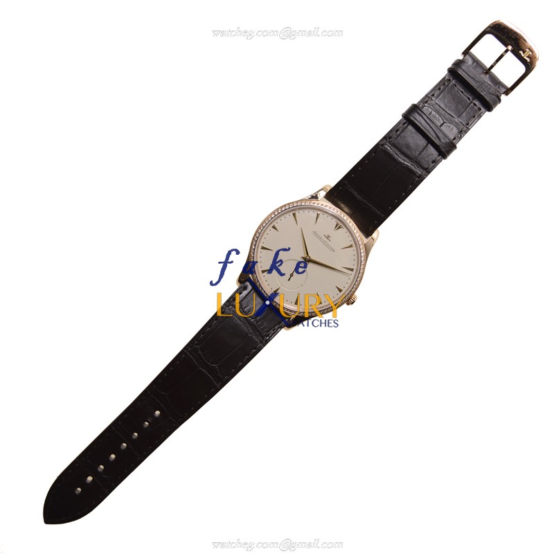Jaeger-Lecoultre Q1352502 Master Ultra Thin Replica Watch, 40mm Rose Gold & Diamonds Case, Beige - Image 2