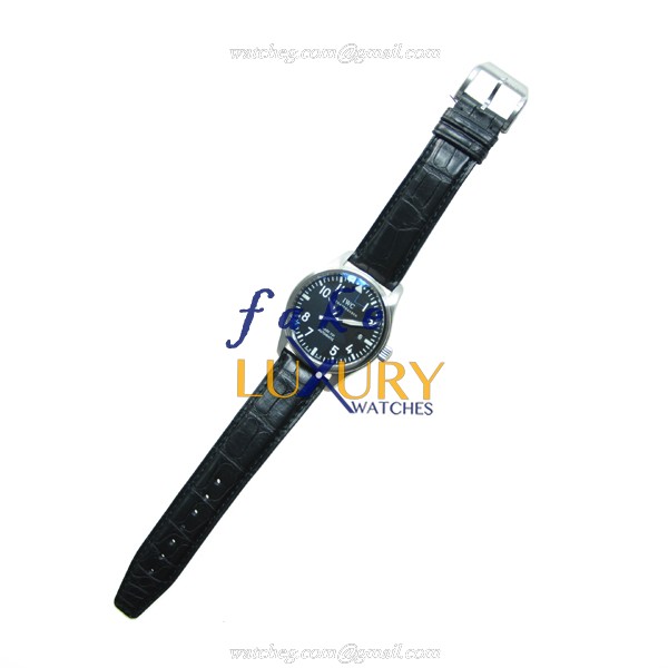 IWC IW325501 Pilot Replica Watch, Black Dial, Steel Case, Automatic Movement, Alligator Strap - Image 2