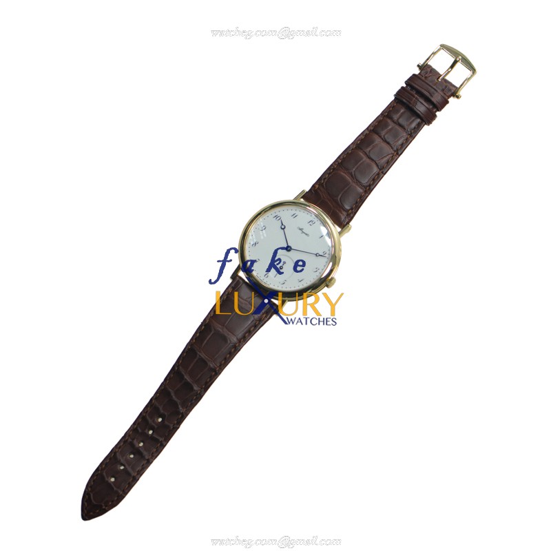 Breguet 5140BA/29/9W6 Replica Watch, White Dial, 18kt Yellow Gold Case, Brown Alligator Strap - Image 2