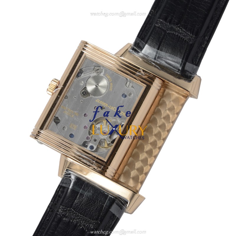 Jaeger-Lecoultre Q3732470 REVERSO Manual Wind 18kt Rose Gold Replica Watch - Swiss Movement, Black - Image 4