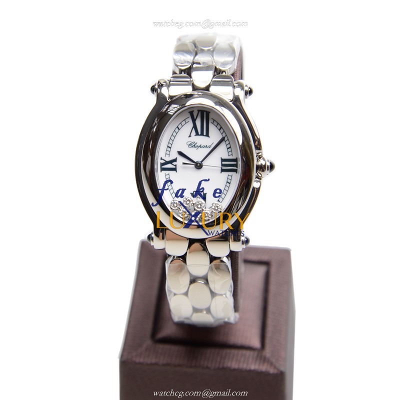 Chopard 278418-3002 HAPPY SPORT Quartz Stainless Steel Watch - White Dial, Silver Strap - Replica - Image 2