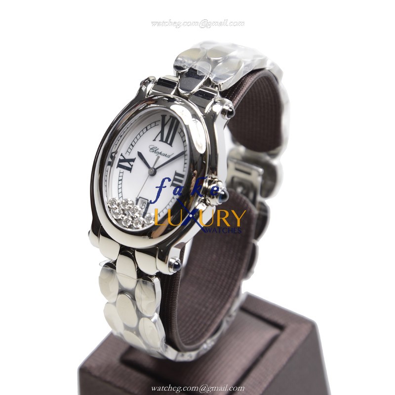 Chopard 278418-3002 HAPPY SPORT Quartz Stainless Steel Watch - White Dial, Silver Strap - Replica - Image 3