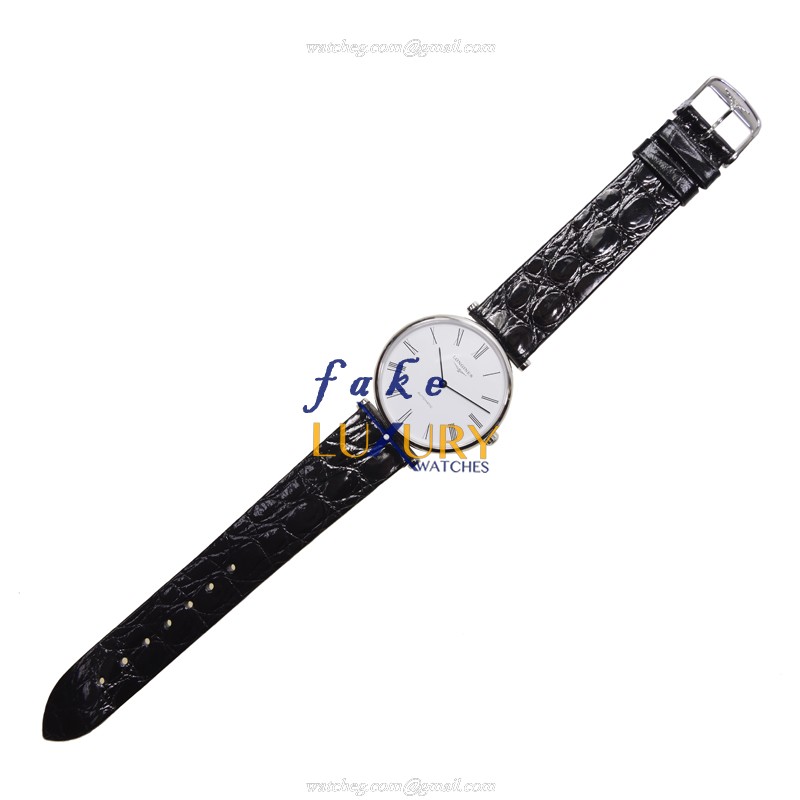 Longines L4.708.4.11.2 La Grande Replica Watch, Automatic Movement, White Dial, Black Leather Strap - Image 2