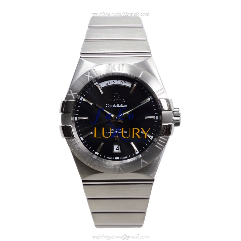 Omega 123.10.38.22.01.001 Constellation Automatic Stainless Steel Replica Watch, Black Dial, Silver - Image 2