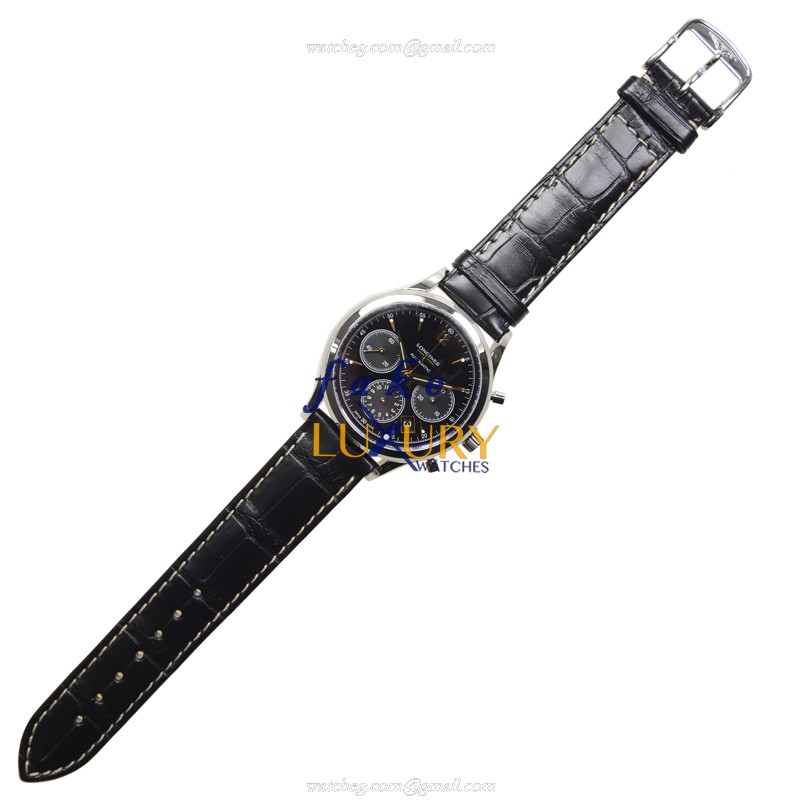 Longines Heritage L2.750.4.56.0 Replica Watch Automatic Black Dial Steel Case Alligator Strap - Image 2