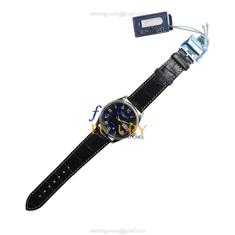 Longines L2.648.4.51.7 Master Automatic 40mm Black Dial Alligator Strap Replica Watch - Image 2