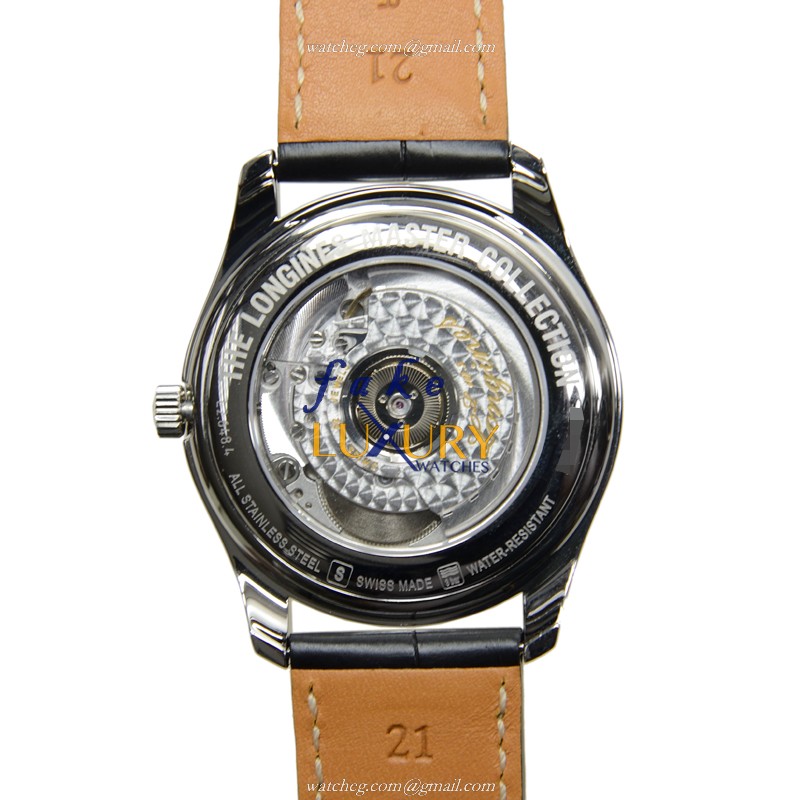 Longines L2.648.4.51.7 Master Automatic 40mm Black Dial Alligator Strap Replica Watch - Image 3