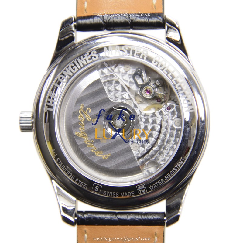 L2.666.4.51.7 - Longines Master Replica Watch Automatic 42mm Black Dial Leather Strap - Image 3