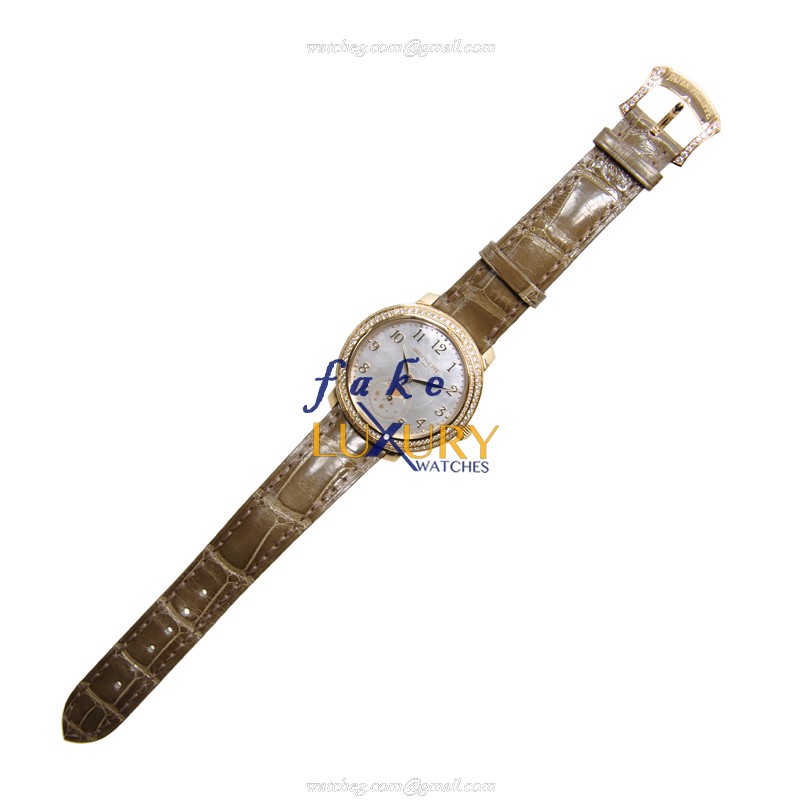 4968R-001 - Patek Philippe Replica Watch 4968R-001 Manual Wind Rose Gold Diamonds White Dial Brown - Image 2