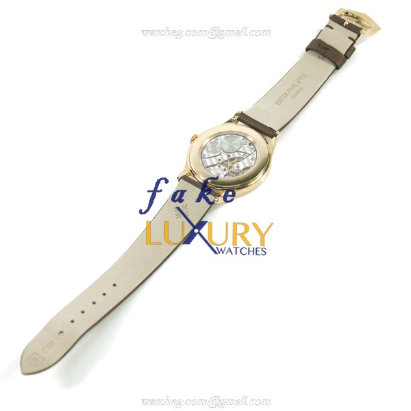 Patek Philippe Calatrava 4897R-001 Manual Wind 18kt Rose Gold Diamonds Brown Dial Replica Watch - Image 3