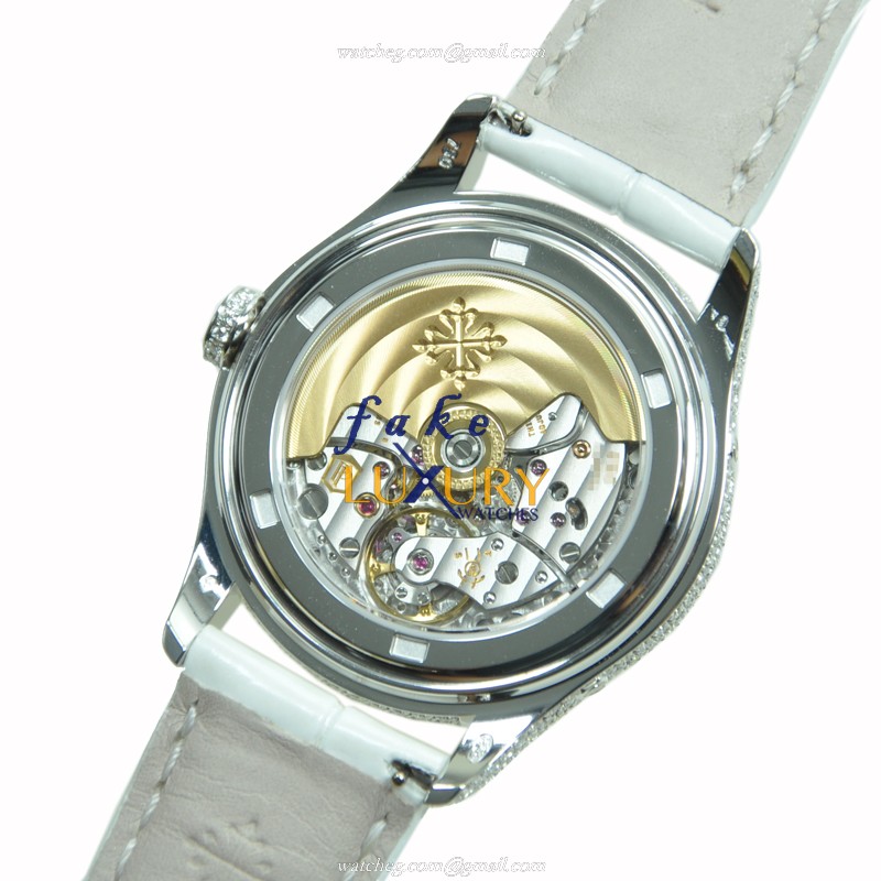 Patek Philippe 4937G-001 Replica Watch, White Mother of Pearl Dial, 18kt Gold & Diamond Case - Image 3