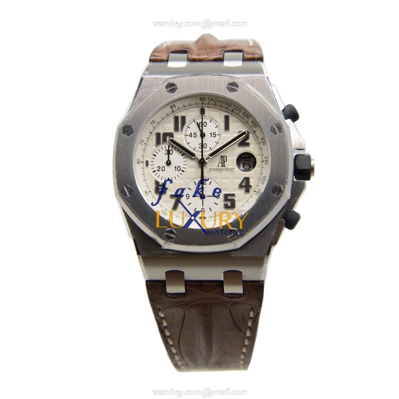 Audemars Piguet Royal Oak Offshore 26170ST.OO.D091CR.01 - White Dial - Brown Alligator Strap - Image 2