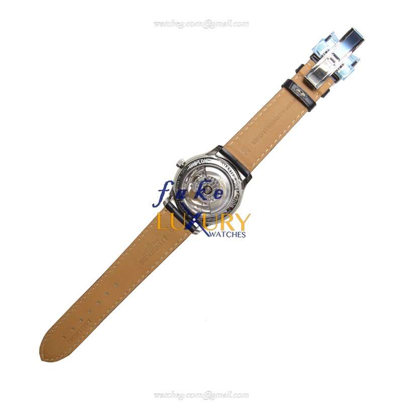 Longines L2.631.4.51.7 Replica Watch, Swiss Automatic, Black Dial, Alligator Strap, 38mm Stainless - Image 3