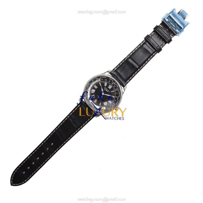 Longines L2.631.4.51.7 Replica Watch, Swiss Automatic, Black Dial, Alligator Strap, 38mm Stainless - Image 2