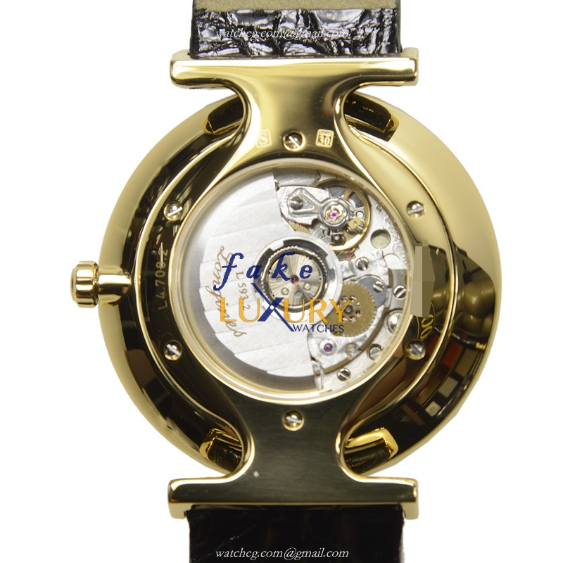 Longines L4.708.2.31.2 La Grande Replica Watch, Automatic, Gold Dial, Steel Case, Black Leather - Image 3