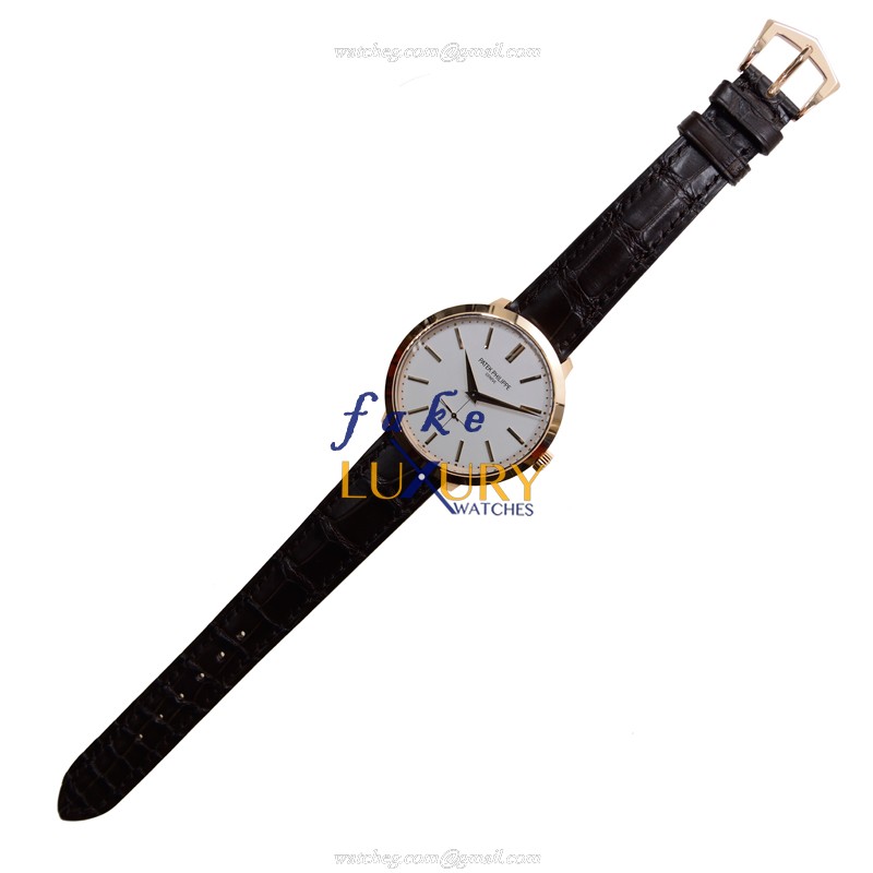 Patek Philippe 5123R-001 Calatrava Replica Watch, White Dial, 18kt Rose Gold Case, Manual Wind - Image 2