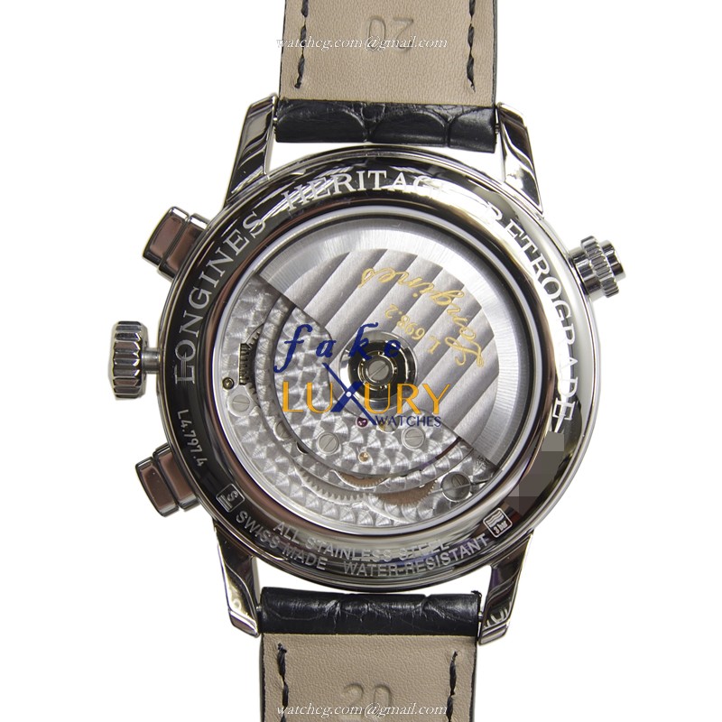 Longines L4.797.4.71.2 Heritage Replica Watch Automatic White Dial Stainless Steel Case Black - Image 3